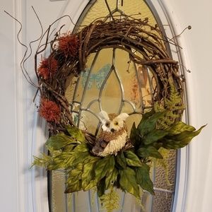 Owl Wreath 14" Diameter